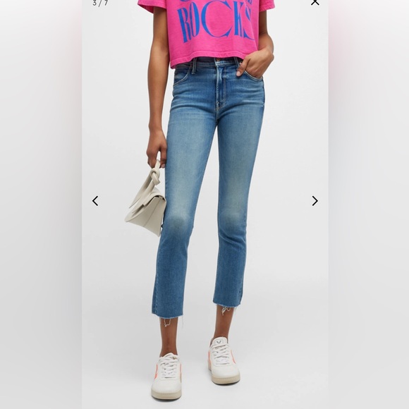 MOTHER ”The Mid Rise Dazzler Ankle Fray”Cropped Straight Jeans,Size-26 - Picture 13 of 16